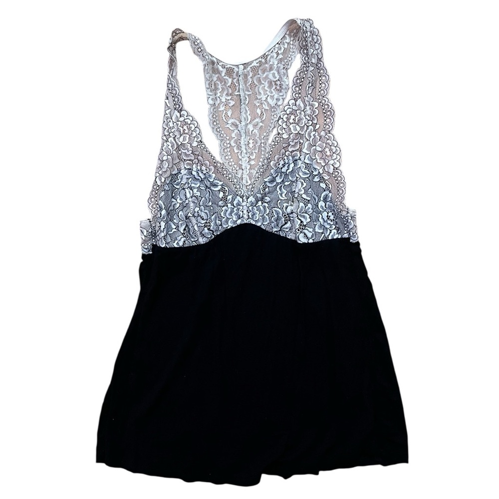 Adore Me Black and White Lace Chemise